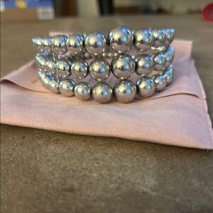 Silver Beaded Choker Necklace